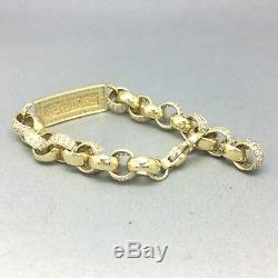 Stunning 9ct Gold Cubic Zircon Stone Set Baby's I. D. Belcher Bracelet 1783