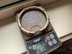 Stunning 9ct Rose & Yellow Gold Bamboo Bangle Birmingham 1906