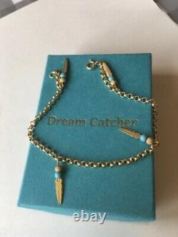 Stunning 9ct Solid Gold belcher Dream Catcher Charm Bracelet, Condition NEW