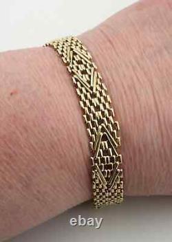 Stunning 9ct Yellow Gold 7.4g Large 6 Bar Fancy Heavy Bracelet