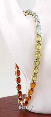 Stunning 9ct Yellow Gold Rainbow Stone Set 7.4/18.5cm Tennis Bracelet
