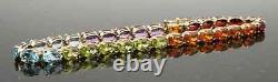 Stunning 9ct Yellow Gold Rainbow Stone Set 7.4/18.5cm Tennis Bracelet