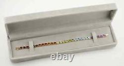 Stunning 9ct Yellow Gold Rainbow Stone Set 7.4/18.5cm Tennis Bracelet