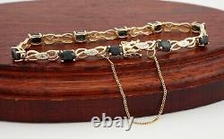 Stunning 9ct Yellow & Sapphire & Diamond Fancy Bracelet with Safety Chain