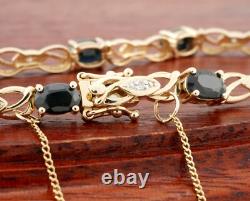 Stunning 9ct Yellow & Sapphire & Diamond Fancy Bracelet with Safety Chain