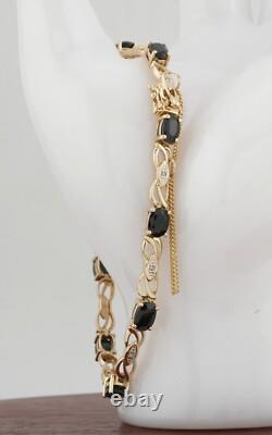 Stunning 9ct Yellow & Sapphire & Diamond Fancy Bracelet with Safety Chain
