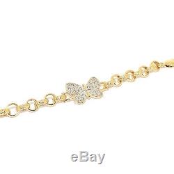 Stunning Children's Baby 9ct Gold Girl's Stone Set Butterfly Belcher Bracelet