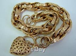 Stunning Designer Look 9ct Yellow Gold Chunky Bracelet With Fancy Padlock