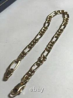 Stunning Hallmarked Italian Designer Unoaerre 9ct Gold Figaro Bracelet 8in