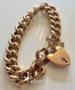 Stunning Ladies Chunky Antique Heavy 9 Carat Gold Patterned Bracelet & Padlock