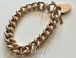 Stunning Ladies Chunky Antique Heavy 9 Carat Gold Patterned Bracelet & Padlock