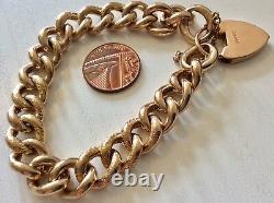 Stunning Ladies Chunky Antique Heavy 9 Carat Gold Patterned Bracelet & Padlock