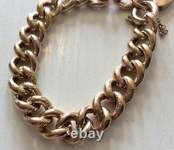 Stunning Ladies Chunky Antique Heavy 9 Carat Gold Patterned Bracelet & Padlock