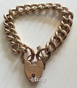 Stunning Ladies Chunky Antique Heavy 9 Carat Gold Patterned Bracelet & Padlock