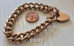 Stunning Ladies Chunky Antique Heavy 9 Carat Gold Patterned Bracelet & Padlock