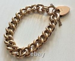 Stunning Ladies Chunky Antique Heavy 9 Carat Gold Patterned Bracelet & Padlock