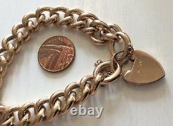 Stunning Ladies Chunky Antique Heavy 9 Carat Gold Patterned Bracelet & Padlock