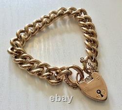 Stunning Ladies Chunky Antique Heavy 9 Carat Gold Patterned Bracelet & Padlock