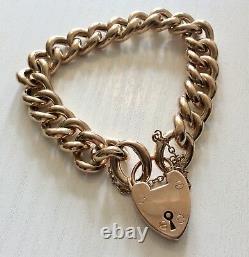 Stunning Ladies Chunky Antique Heavy 9 Carat Gold Patterned Bracelet & Padlock