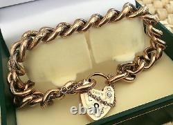 Stunning Ladies Rare Antique Victorian 9ct Rose Gold Chunky Padlock Bracelet Wow