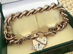 Stunning Ladies Rare Antique Victorian 9ct Rose Gold Chunky Padlock Bracelet Wow