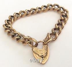 Stunning Ladies Rare Antique Victorian 9ct Rose Gold Chunky Padlock Bracelet Wow