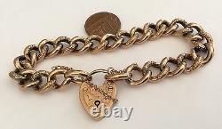 Stunning Ladies Rare Antique Victorian 9ct Rose Gold Chunky Padlock Bracelet Wow