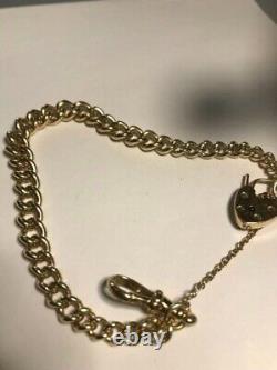 Stunning Vintage Solid 9ct Gold Heavy Gauge Graduated Link Padlock Bracelet 8in