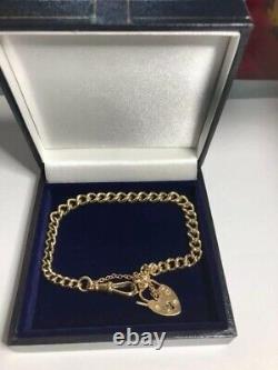 Stunning Vintage Solid 9ct Gold Heavy Gauge Graduated Link Padlock Bracelet 8in