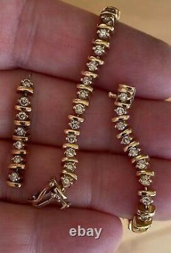 Stunnning 9ct Gold Diamond Bracelet 2 Carat Of Diamonds