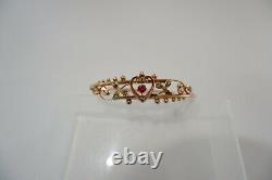 Suffragette Edwardian 9ct Gold'sweet Heart' Hooped Bracelet C1905, Box