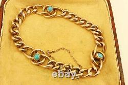 Super Quality 9ct Gold Victorian / Edwardian Turquoise Bracelet. NICE1