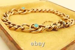 Super Quality 9ct Gold Victorian / Edwardian Turquoise Bracelet. NICE1