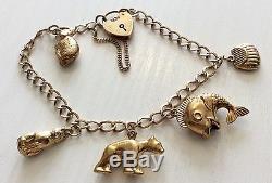 Super Quality Ladies Vintage 9ct Gold Lovely Charm Bracelet With Charms Nice