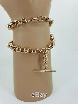 Superb 9ct Rose Gold Belcher Link Double Albert Watch Chain. Bracelet / Necklace