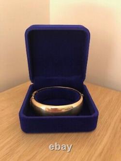 Superb 9ct Yellow 1/5th Gold Metal Core Floral Cut Hinged Bangle/Bracelet & Box