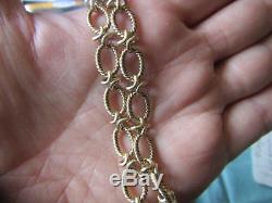 Superb LADIES heavy Fancy link solid 9ct GOLD patterned BRACELET 8.5 inches