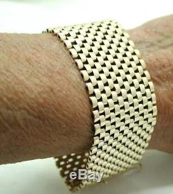 Superb Quality Heavy Broad 9ct Gold Brick Link Bracelet