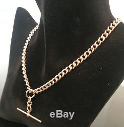 Superb Victorian 9ct Gold T Bar Necklace Single Albert Chain 16 42.3g #126