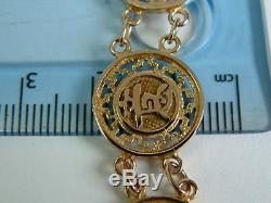 Symbolic 9ct Yellow Gold Chinese Writing Good Luck Bracelet 7.75 Inches