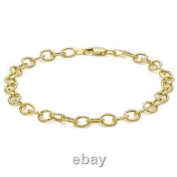 TJC 9ct Yellow Gold Belcher Chain Bracelet for Women Size 7.5 Inches with Clasp