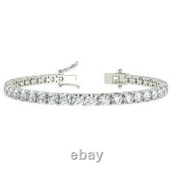 Top Quality F/SI 5.00ct Round Diamond Claw Set Tennis Bracelet, White Gold