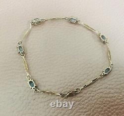 Topaz & Diamond 9ct Gold Bracelet 3.6g Swiss Blue 18cm 7 & Velvet Gift Box