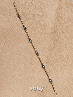 Topaz & Diamond 9ct Gold Bracelet 3.6g Swiss Blue 18cm 7 & Velvet Gift Box