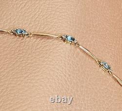 Topaz & Diamond 9ct Gold Bracelet 3.6g Swiss Blue 18cm 7 & Velvet Gift Box