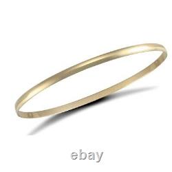 Traditional solid 9ct yellow gold D shape 3mm slave bangle