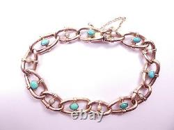 Turquoise and pearl antique gold bracelet 9 carat rose late victorian