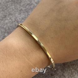 Two Tone Gold Hinged Bangle Bracelet With CZ 9ct 9k Yellow White Gold