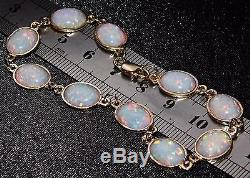 UK Hallmarked 9ct Yellow Gold 7.50ct Opal Cabochon Ladies Bracelet