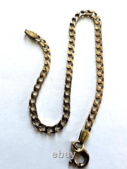 UNISEX Hallmarked 9Ct Gold Flat Curb-Link Chain Bracelet Import LDN 1976 2.85Gr